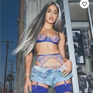 Savage X Fenty by Rhianna Sexy Western Wildflower Bra/Garter Valentine NWT Med